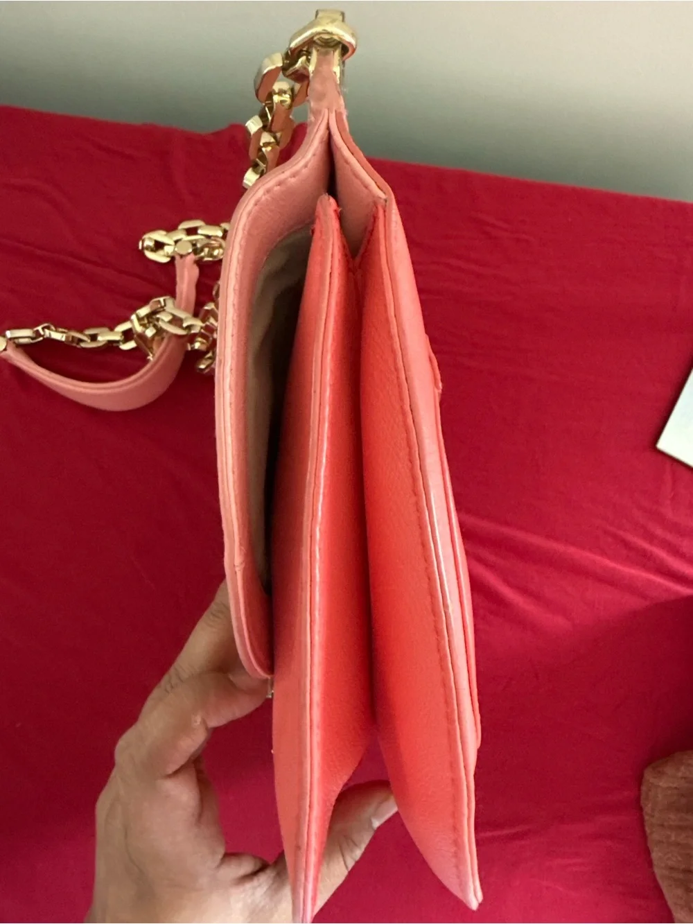 Tory Burch Pink Leather Shoulder Bag with Gold Chain Strap
